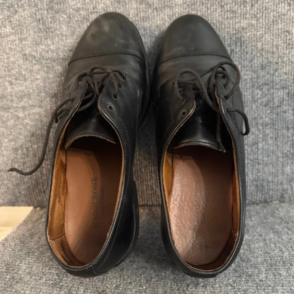 Napoleone Black Leather Cap Toe Derby Dress Shoes Lace Up Professional Mens 12